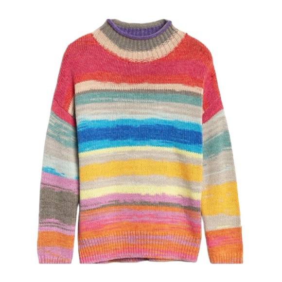 GAP Sweaters - GAP | Rainbow Colorful Stripe Mock Sweater